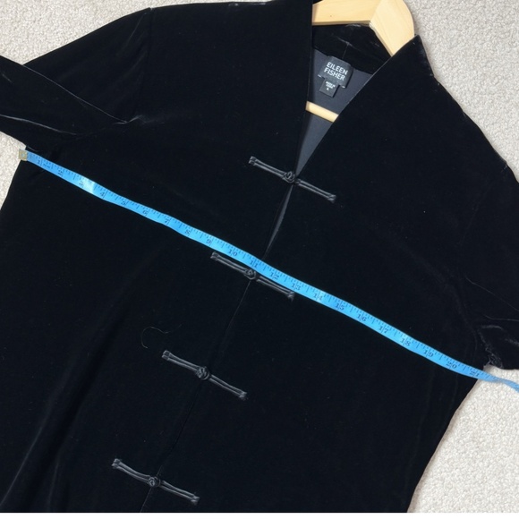 NEW Eileen Fisher Jacket Top Frog Button No Collar Black Silk Blend Black Tunic - Picture 7 of 11